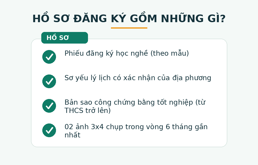 Chứng chỉ cấp dưỡng tại An Giang: Điều kiện, Hồ sơ & Lộ trình học 2026 2 Hồ sơ đăng ký học chứng chỉ cấp dưỡng tại An Giang